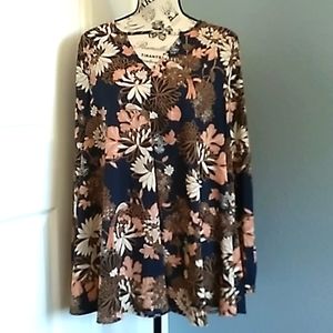NWOT - Du Jour Floral Printed Long Sleeve Tunic - XS